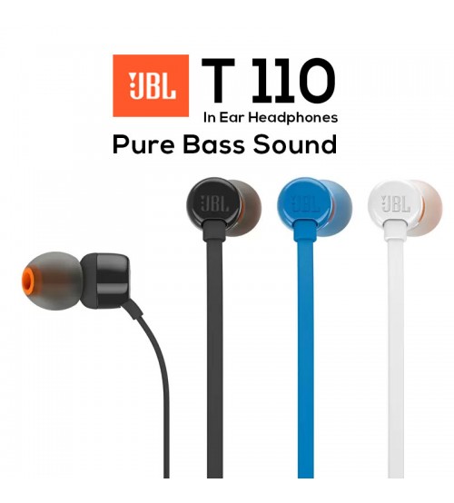 jbl t110 pure bass in ear headphones black